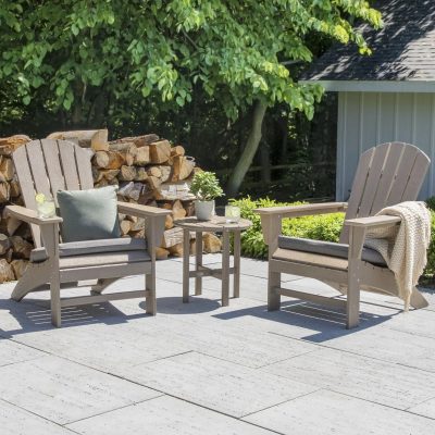 POLYWOOD Nautical 3-Piece Adirondack Set – Sand