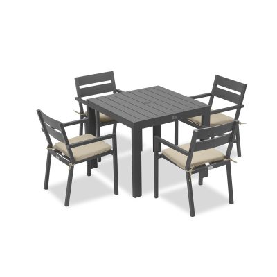 Calm Bay Classic 5 Pc Square Dining Set in Slate/Canvas Flax by Lakeview