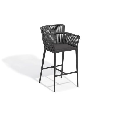 Nette Olefin Rope & Aluminum Bar Stool W/ Ninja Sling Seat in Carbon/Pewter By Oxford Garden