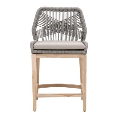 Peninsula Way Woven Rope Counter Bar Stool in Platinum By Lakeview