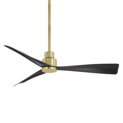 Minka-Aire Simple 44-Inch 3 Blade Entergy Star Outdoor Fan in Soft Brass with Coal Blades with Remote Control – F786-SBR/CL