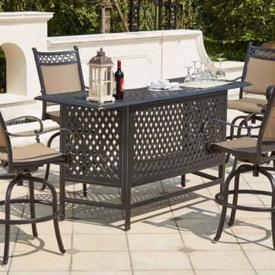 Mountain View 5 Piece Cast Aluminum Sling Patio Party Bar Set W/ Swivel Bar Stools By Darlee