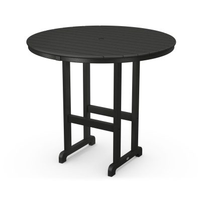 POLYWOOD 48-Inch Round Bar Table – Black