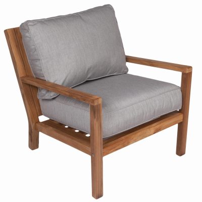 Coastal Teak Patio Club Chair W/ Sunbrella Canvas Granite Cushions By Royal Teak Collection