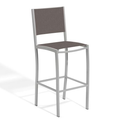 Travira Composite Sling & Aluminum Bar Stool in Flint/Cocoa By Oxford Garden