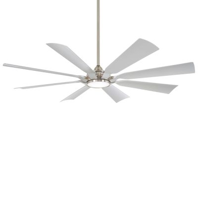 Minka-Aire Future 65-Inch 8 Blade Outdoor LED Ceiling Fan in Brushed Nickel Wet with Silver Blades with Remote Control – F756L-BNW