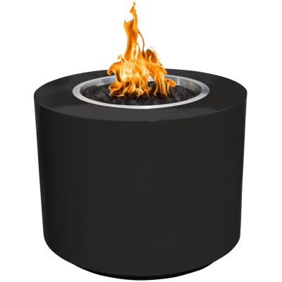 Beverly 30 Inch Match Light Round Powder Coated Steel Propane Fire Pit in Black By The Outdoor Plus