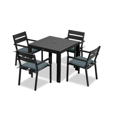 Calm Bay Classic 5 Pc Square Dining Set in Black/Cast Lagoon by Lakeview