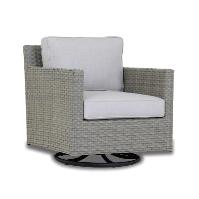 Sunset West Majorca Resin Wicker Patio Swivel Rocker Club Chair W/ Sunbrella Cast Silver Cushions