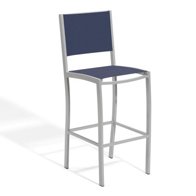 Travira Composite Sling & Aluminum Bar Stool in Flint/Ink Pen By Oxford Garden