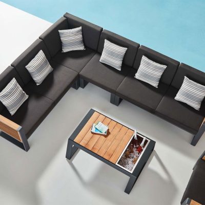 HIGOLD MANHATTAN – NY 6 Person Aluminum Sectional Set in Black By HIGOLD