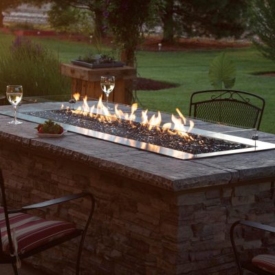 Carol Rose 48 Inch Rectangular Stainless Steel Propane Fire Pit in Stainless Steel By Empire Comfort Systems