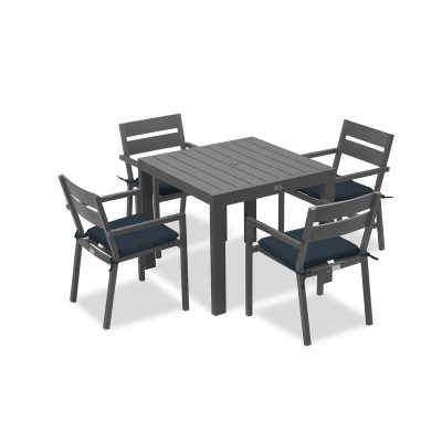 Calm Bay Classic 5 Pc Square Dining Set in Slate/Spectrum Indigo by Lakeview