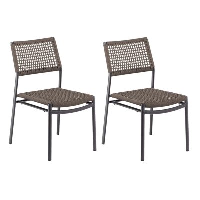 Eiland 2 Pc Composite Cord & Aluminum Side Chair in Carbon/Mocha By Oxford Garden