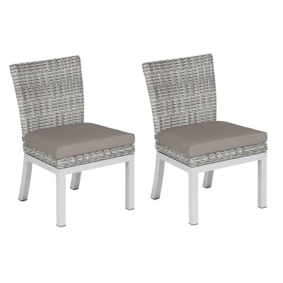 Argento 2 Pc Wicker Dining Side Chair W/ Stone Cushion in Flint/Argento By Oxford Garden