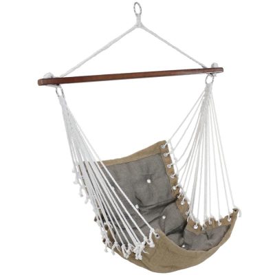 Ultimate Patio Tufted Victorian Hanging Hammock Swing – Gray