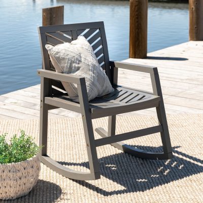 Ultimate Patio Wishlake Acacia Patio Rocking Chair – Gray Wash