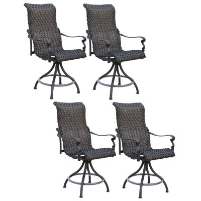 Darlee Victoria 4 Piece Resin Wicker Patio Counter Height Swivel Bar Darlee Stool Set