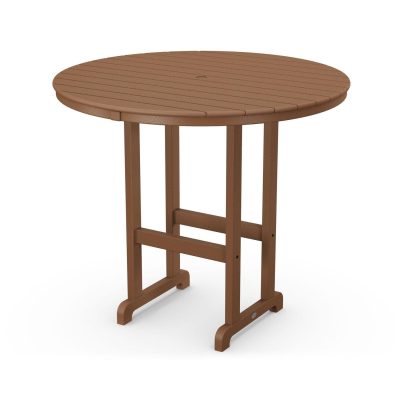 POLYWOOD 48-Inch Round Bar Table – Teak