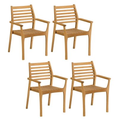 Mera 4 Pc Natural Teak Stacking Dining Chair By Oxford Garden