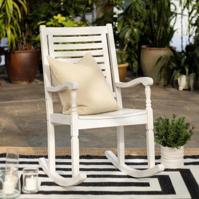 Ultimate Patio Horizon Way Acacia Patio Rocking Chair – White Wash