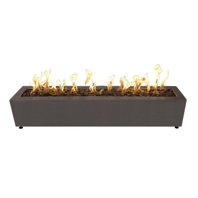 Eaves 60 Inch Match Light Rectangular Powder Coated Steel Propane Fire Pit in Copper By The Outdoor Plus