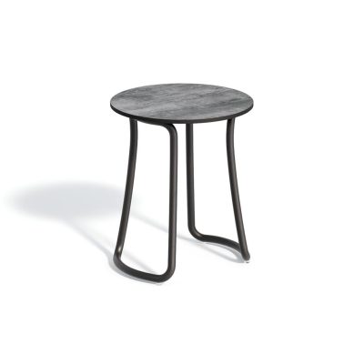 Malti 17 1/4 Inch Carbon Aluminum End Table W/ Skyline HPL Table Top By Oxford Garden