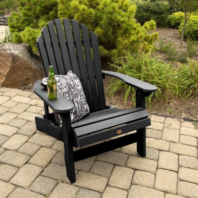 Lakeview King Dream Bay Folding & Reclining Adirondack Chair – Black