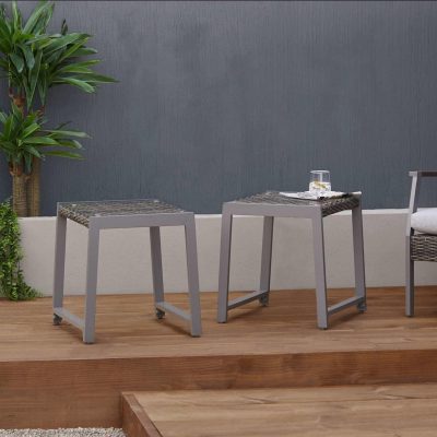 Lakeview Covewood 2 Piece Aluminum End Table Set – Gray