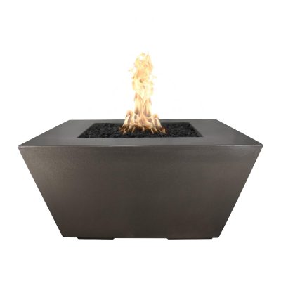 Redan 50 Inch Match Light Square GFRC Concrete Propane Fire Pit in Chocolate By The Outdoor Plus