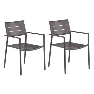 Eiland 2 Pc Aluminum Dining Chair in Carbon By Oxford Garden