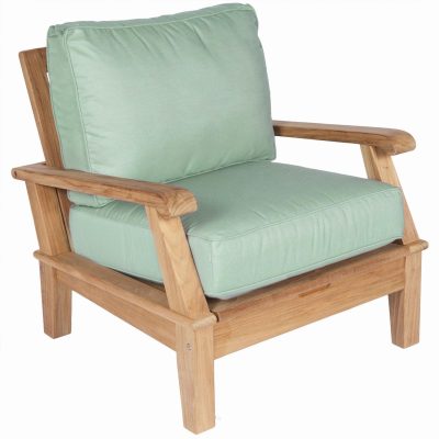 Miami Teak Patio Club Chair W/ Sunbrella Canvas Spa Cushions By Royal Teak Collection