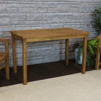 Ultimate Patio Teak Rectangle Outdoor Dining Table – Stain Finish – 47-Inch