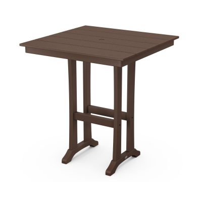 POLYWOOD 37-Inch Farmhouse Trestle Bar Table – Mahogany