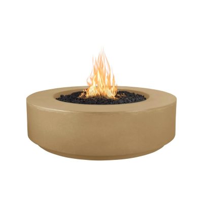 Florence 42 Inch Match Light Round GFRC Concrete Propane Fire Pit in Brown By The Outdoor Plus