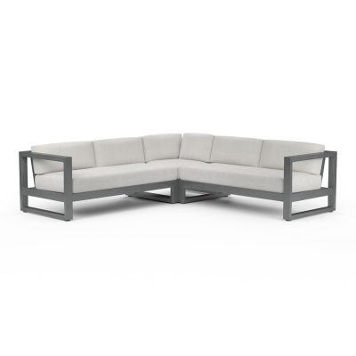 Redondo 3 Piece Aluminum Patio Sectional Set W/ Sunbrella Cast Silver Cushions By Sunset West