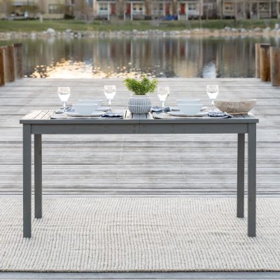 Ultimate Patio Camille Way 60 X 32 Inch Rectangular Acacia Patio Dining Table – Gray Wash