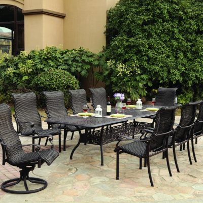 Victoria 11 Piece Resin Wicker Patio Dining Set W/ 92 X 42 Inch Rectangular Extension Table By Darlee