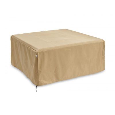 The Outdoor GreatRoom Company 44-Inch Vinyl Cover for Sierra Square Gas Fire Pit Table – Tan – CVR4444