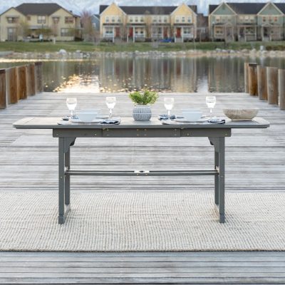 Ultimate Patio Horizon Way 55-79 X 35 Inch Rectangular Acacia Patio Dining Table W/ Extension – Gray Wash