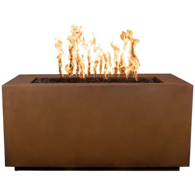 Pismo 48 Inch Match Light Rectangular Corten Steel Propane Fire Pit in Copper By The Outdoor Plus