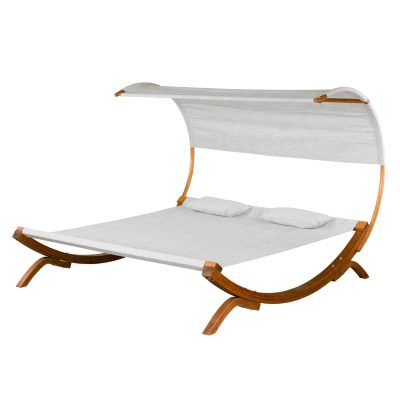 Leisure Season Wood Patio Sunbed With Canopy