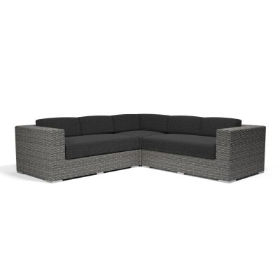 Sunset West Emerald II Resin Wicker Patio Sectional W/ Sunbrella Spectrum Carbon Cushions