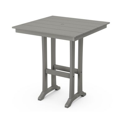 POLYWOOD 37-Inch Farmhouse Trestle Bar Table – Slate Grey