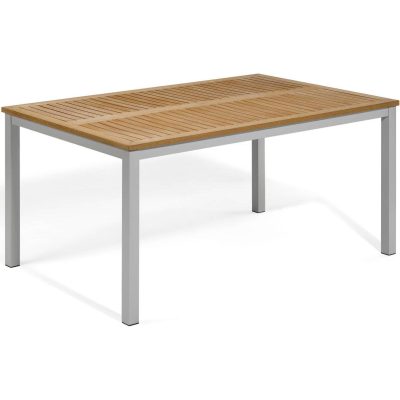 Travira 63 X 40 Inch Rectangular Aluminum Dining Table W/ Tekwood Natural Top By Oxford Garden