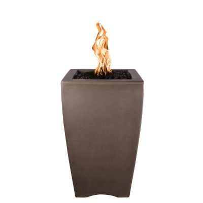 Baston 33 Inch Match Light Square GFRC Concrete Propane Fire Pillar in Chocolate By The Outdoor Plus