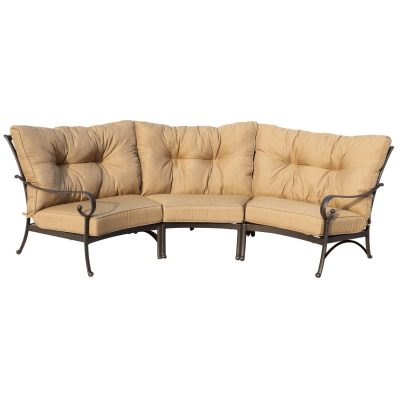 Darlee Santa Anita 3 Piece Cast Aluminum Patio Sectional Sofa W/ Sesame Cushions