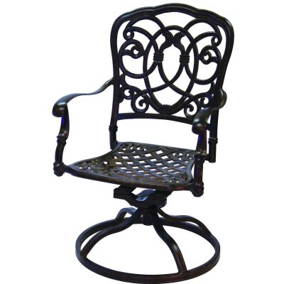 Darlee Florence Cast Aluminum Patio Swivel Rocker Dining Chair – Antique Bronze