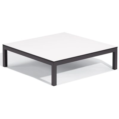 Koral 36 1/2 Inch Carbon Aluminum Coffee Table W/ Ice White HLP Table Top By Oxford Garden