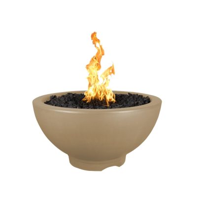 Sonoma 38 Inch Match Light Round GFRC Concrete Propane Fire Pit in Brown By The Outdoor Plus